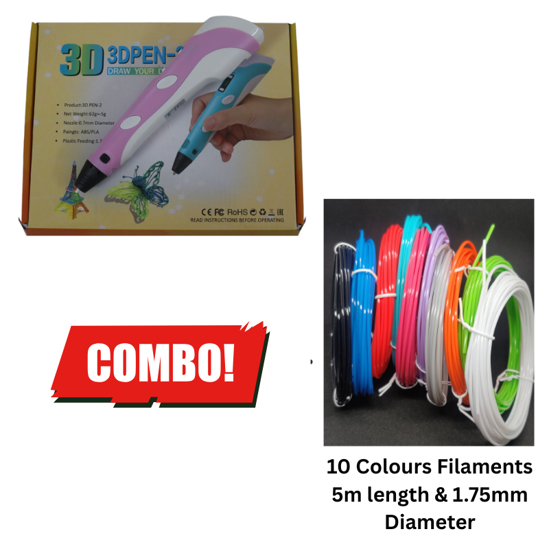 Combo Of 3D Pen + 10 3D Filaments